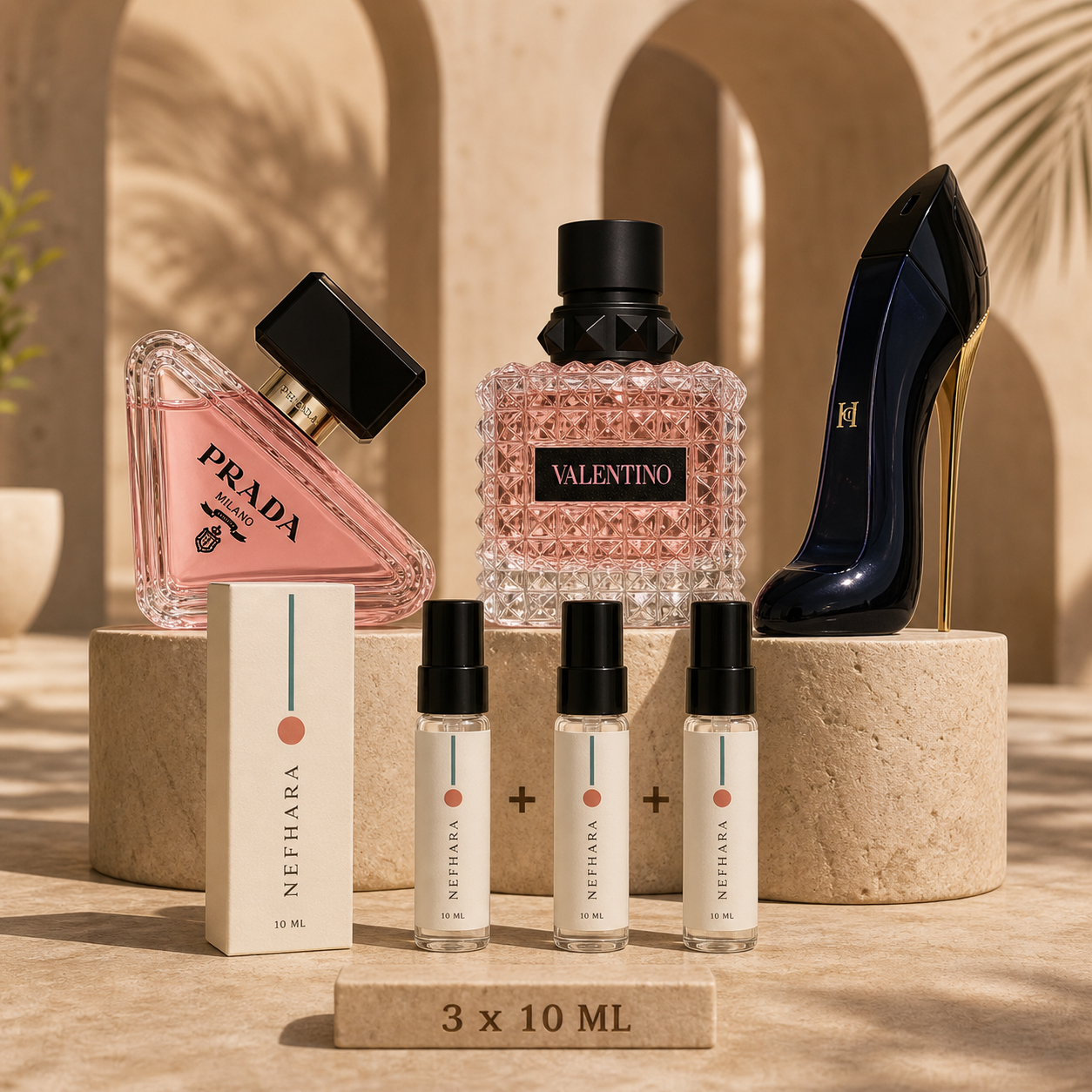 Pack Femme Premium Trio NEFHARA Prada Valentino Good Girl 3 x 10ml