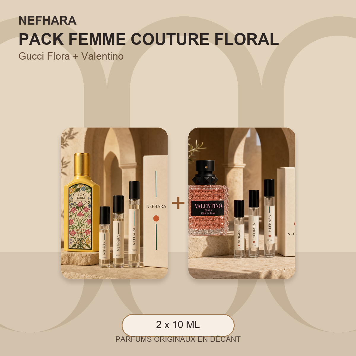 Pack Femme Couture Floral NEFHARA Gucci Valentino Maroc