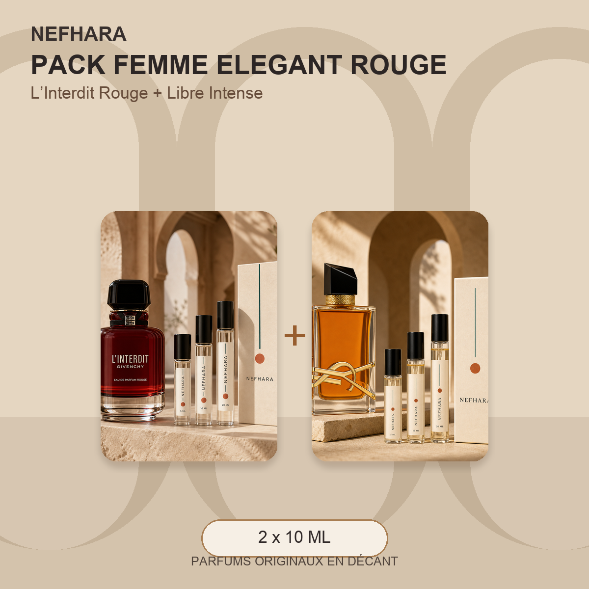 Pack Femme Elegant Rouge NEFHARA Givenchy YSL Maroc