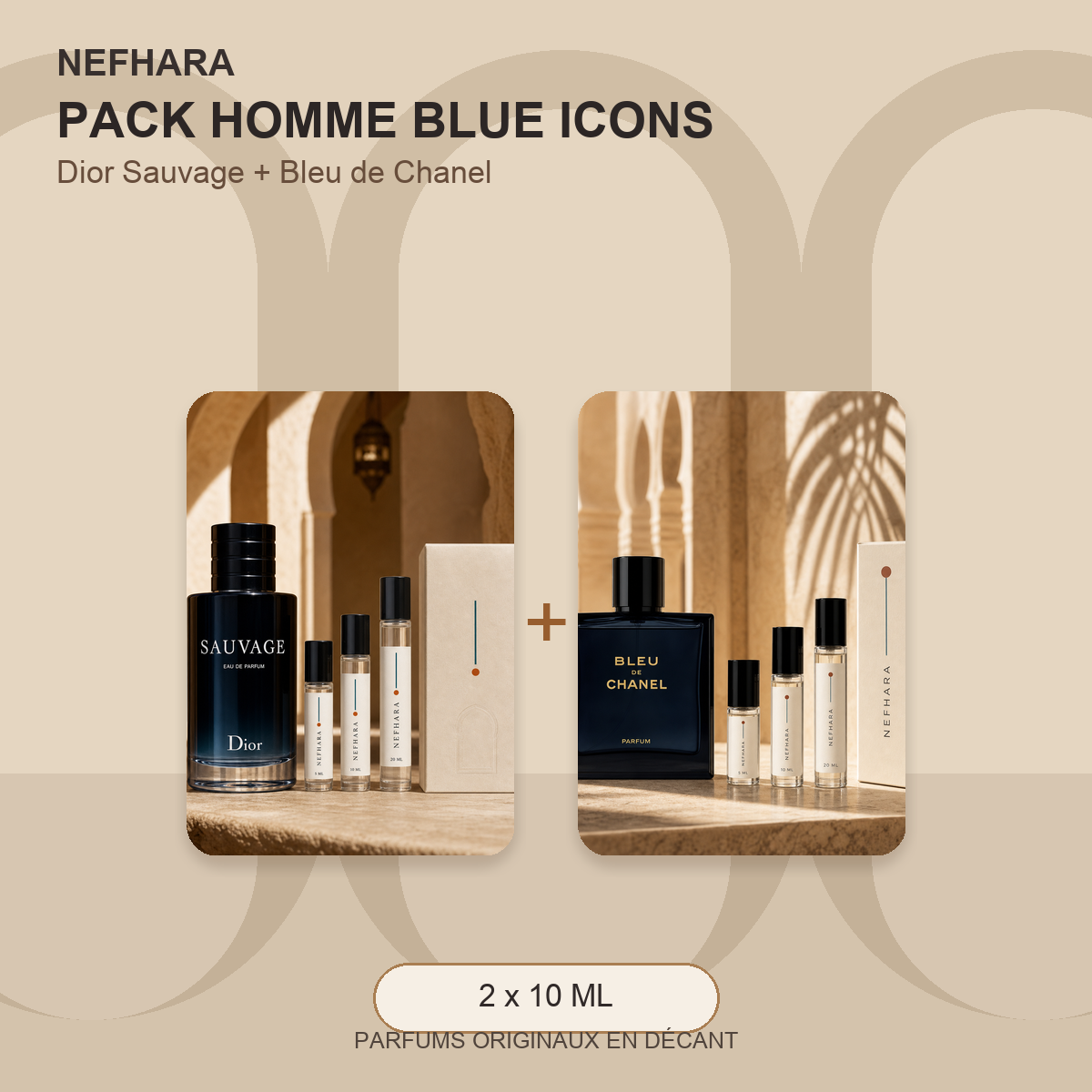 Pack Homme Blue Icons NEFHARA Dior Sauvage Bleu de Chanel décant Maroc
