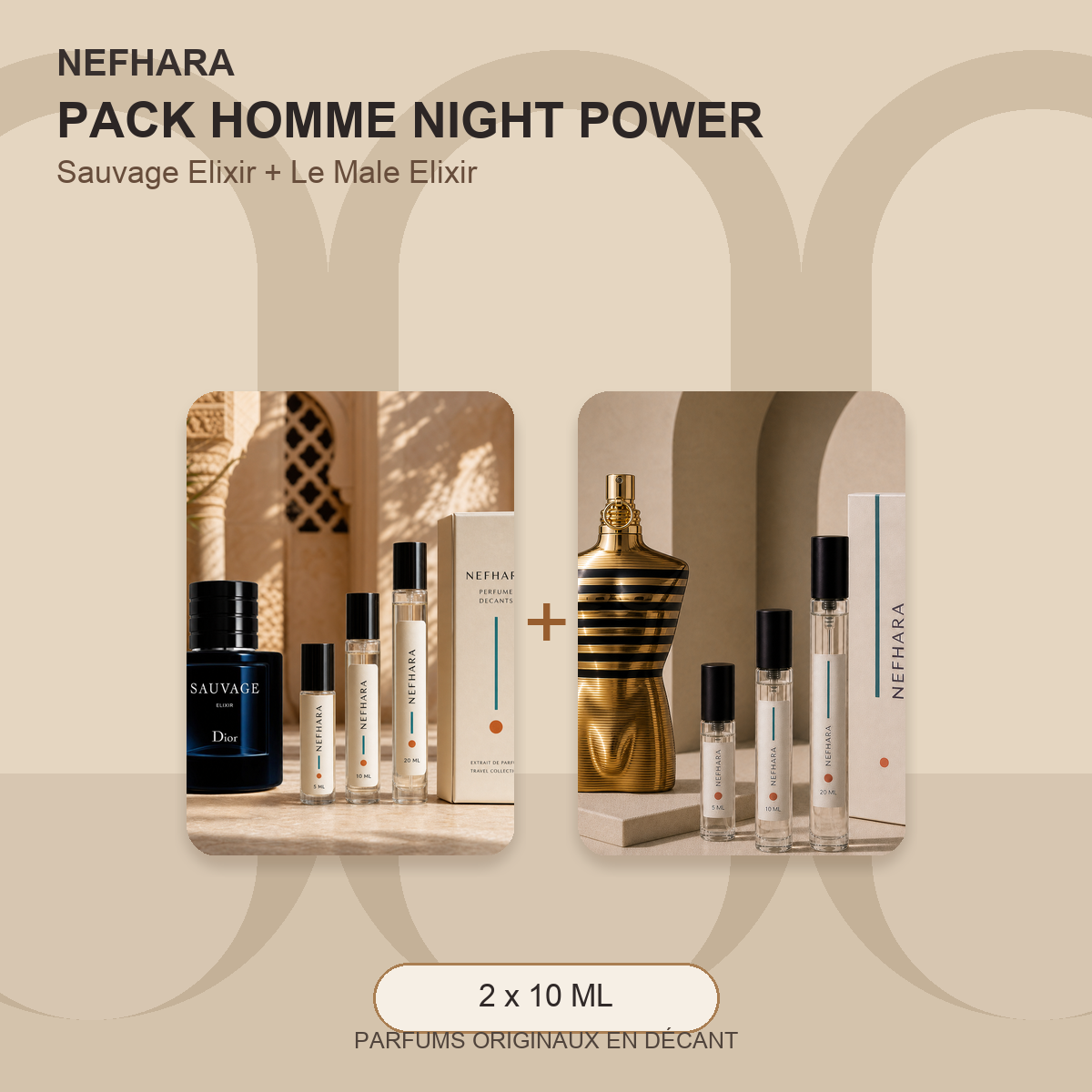 Pack Homme Night Power NEFHARA Sauvage Elixir Le Male Elixir Maroc