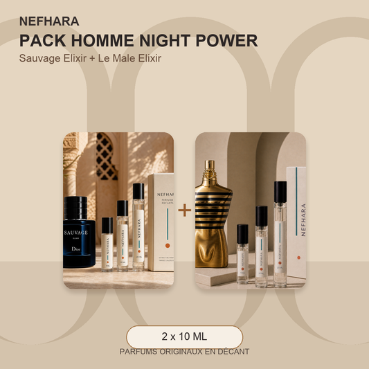 Pack Homme Night Power NEFHARA Sauvage Elixir Le Male Elixir Maroc